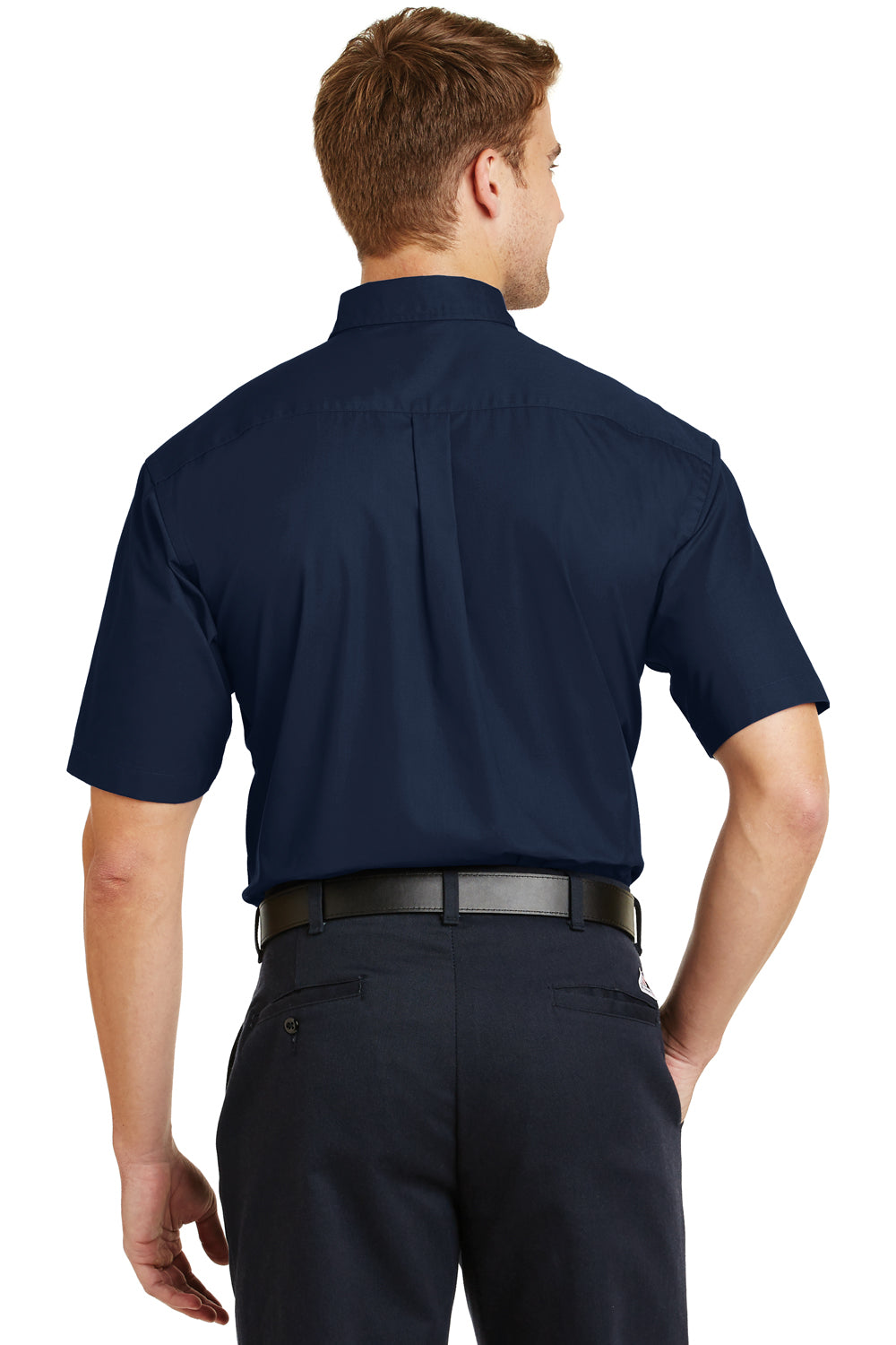 CornerStone SP18 Mens SuperPro Stain Resistant Short Sleeve Button Down Shirt w/ Pocket Navy Blue Back