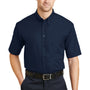 CornerStone Mens SuperPro Stain Resistant Short Sleeve Button Down Shirt w/ Pocket - Navy Blue