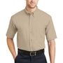CornerStone Mens SuperPro Stain Resistant Short Sleeve Button Down Shirt w/ Pocket - Stone Brown