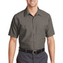 Red Kap Mens Industrial Moisture Wicking Short Sleeve Button Down Shirt w/ Double Pockets - Grey