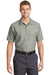 Red Kap SP24 Mens Industrial Moisture Wicking Short Sleeve Button Down Shirt w/ Double Pockets Light Grey Front