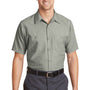 Red Kap Mens Industrial Moisture Wicking Short Sleeve Button Down Shirt w/ Double Pockets - Light Grey