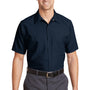 Red Kap Mens Industrial Moisture Wicking Short Sleeve Button Down Shirt w/ Double Pockets - Navy Blue
