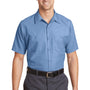 Red Kap Mens Industrial Moisture Wicking Short Sleeve Button Down Shirt w/ Double Pockets - Petrol Blue
