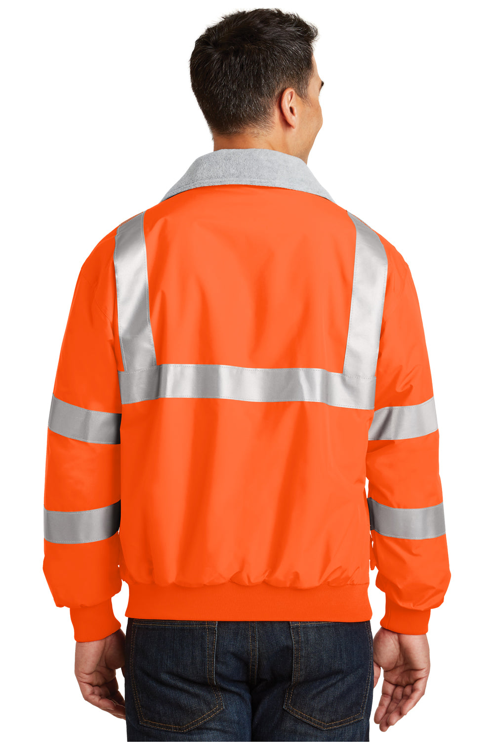 Port Authority SRJ754 Mens Challenger Wind & Water Resistant Full Zip Jacket Safety Orange Back