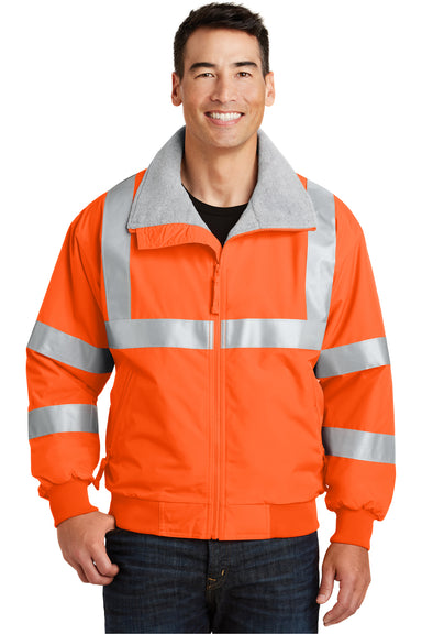Port Authority SRJ754 Mens Challenger Wind & Water Resistant Full Zip Jacket Safety Orange Front