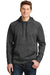 Sport-Tek ST225 Mens Electric Heather Moisture Wicking Fleece Hooded Sweatshirt Hoodie Grey Black Front