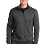 Sport-Tek Mens Electric Heather Moisture Wicking Fleece 1/4 Zip Sweatshirt - Grey Black Electric