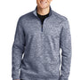Sport-Tek Mens Electric Heather Moisture Wicking Fleece 1/4 Zip Sweatshirt - True Navy Blue Electric