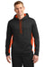 Sport-Tek ST235 Mens Sport-Wick Moisture Wicking Fleece Hooded Sweatshirt Hoodie Black/Orange Front