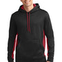 Sport-Tek Mens Sport-Wick Moisture Wicking Fleece Hooded Sweatshirt Hoodie - Black/Deep Red