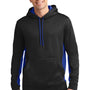 Sport-Tek Mens Sport-Wick Moisture Wicking Fleece Hooded Sweatshirt Hoodie - Black/True Royal Blue