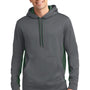 Sport-Tek Mens Sport-Wick Moisture Wicking Fleece Hooded Sweatshirt Hoodie - Dark Smoke Grey/Forest Green - Closeout