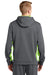 Sport-Tek ST235 Mens Sport-Wick Moisture Wicking Fleece Hooded Sweatshirt Hoodie Dark Grey/Lime Green Back