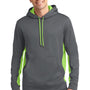 Sport-Tek Mens Sport-Wick Moisture Wicking Fleece Hooded Sweatshirt Hoodie - Dark Smoke Grey/Lime Shock Green