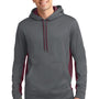 Sport-Tek Mens Sport-Wick Moisture Wicking Fleece Hooded Sweatshirt Hoodie - Dark Smoke Grey/Maroon - Closeout
