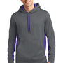 Sport-Tek Mens Sport-Wick Moisture Wicking Fleece Hooded Sweatshirt Hoodie - Dark Smoke Grey/Purple - Closeout
