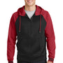 Sport-Tek Mens Sport-Wick Moisture Wicking Fleece Hooded Sweatshirt Hoodie - Black/Deep Red