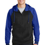 Sport-Tek Mens Sport-Wick Moisture Wicking Fleece Hooded Sweatshirt Hoodie - Black/True Royal Blue