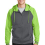Sport-Tek Mens Sport-Wick Moisture Wicking Fleece Hooded Sweatshirt Hoodie - Dark Smoke Grey/Lime Shock Green - Closeout