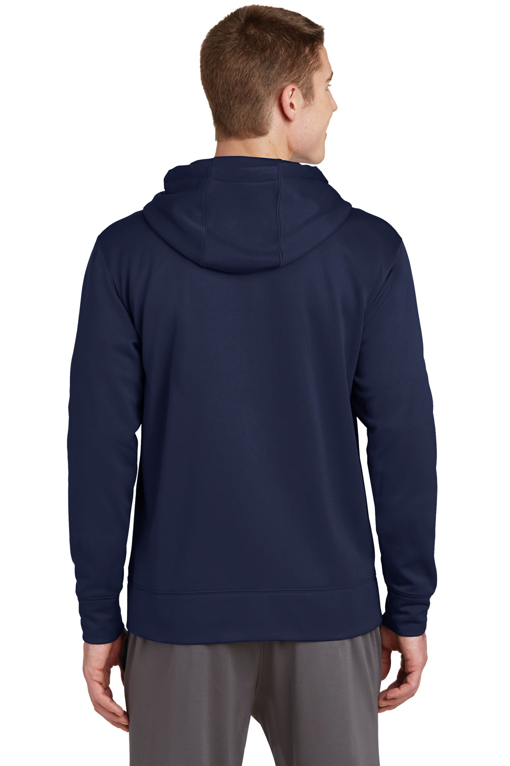 Sport-Tek ST238 Mens Sport-Wick Moisture Wicking Fleece Full Zip Hooded Sweatshirt Hoodie Navy Blue Back