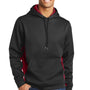 Sport-Tek Mens Sport-Wick CamoHex Moisture Wicking Fleece Hooded Sweatshirt Hoodie - Black/Deep Red