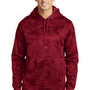 Sport-Tek Mens Sport-Wick CamoHex Moisture Wicking Fleece Hooded Sweatshirt Hoodie - Deep Red - Closeout