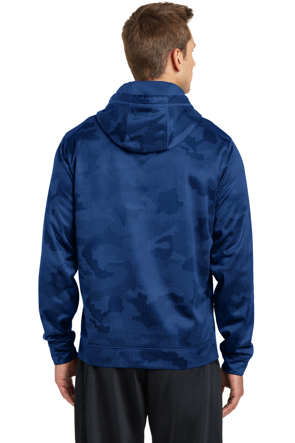 Sport-Tek ST240 Mens Sport-Wick CamoHex Moisture Wicking Fleece Hooded Sweatshirt Hoodie Royal Blue Back