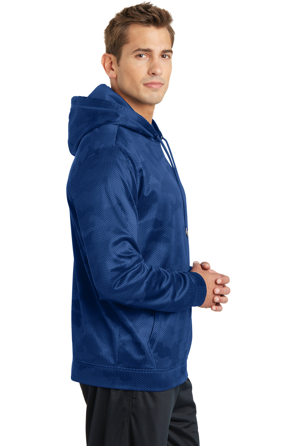 Sport-Tek ST240 Mens Sport-Wick CamoHex Moisture Wicking Fleece Hooded Sweatshirt Hoodie Royal Blue Side