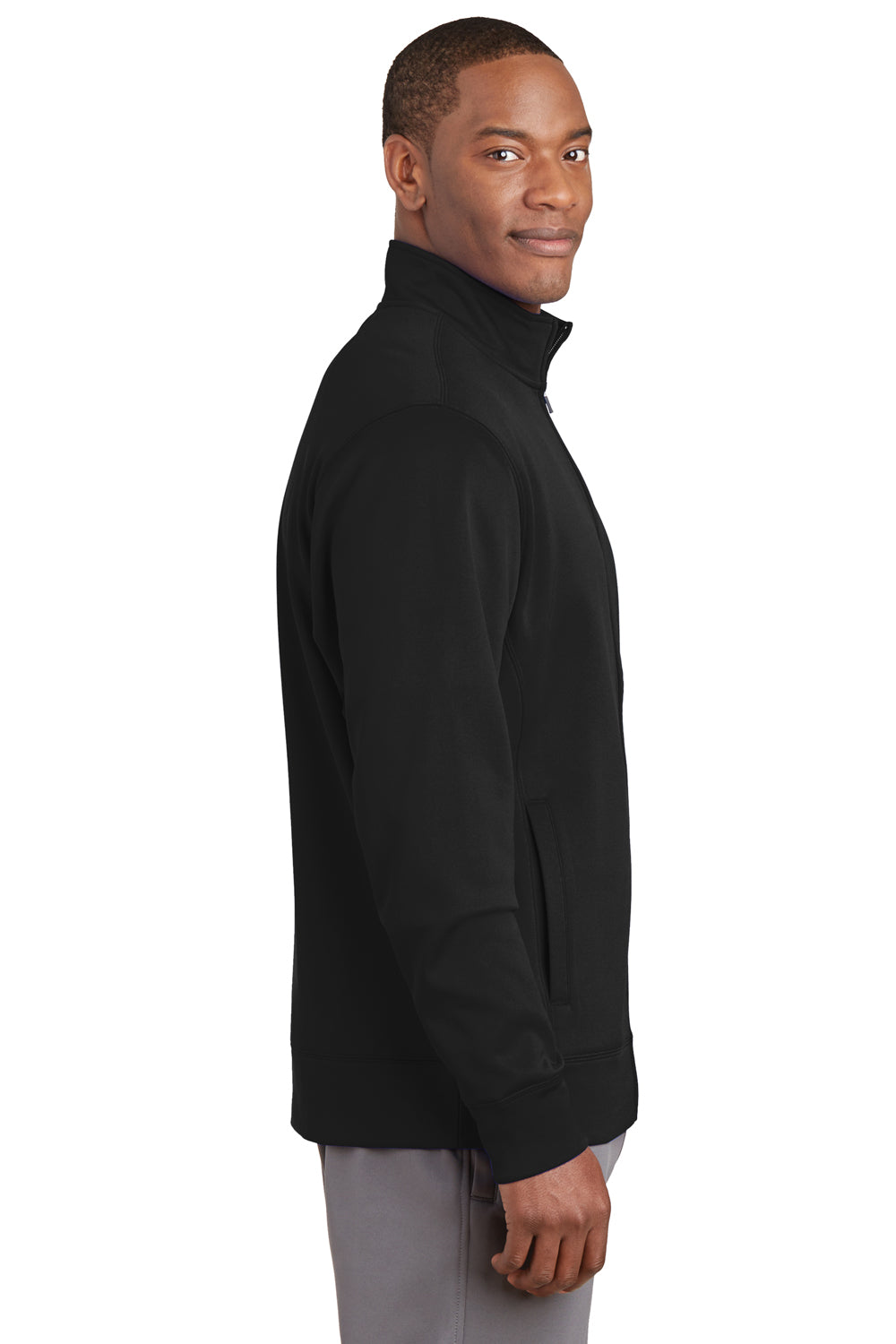 Sport-Tek ST241 Mens Sport-Wick Moisture Wicking Fleece Full Zip Sweatshirt Black Side