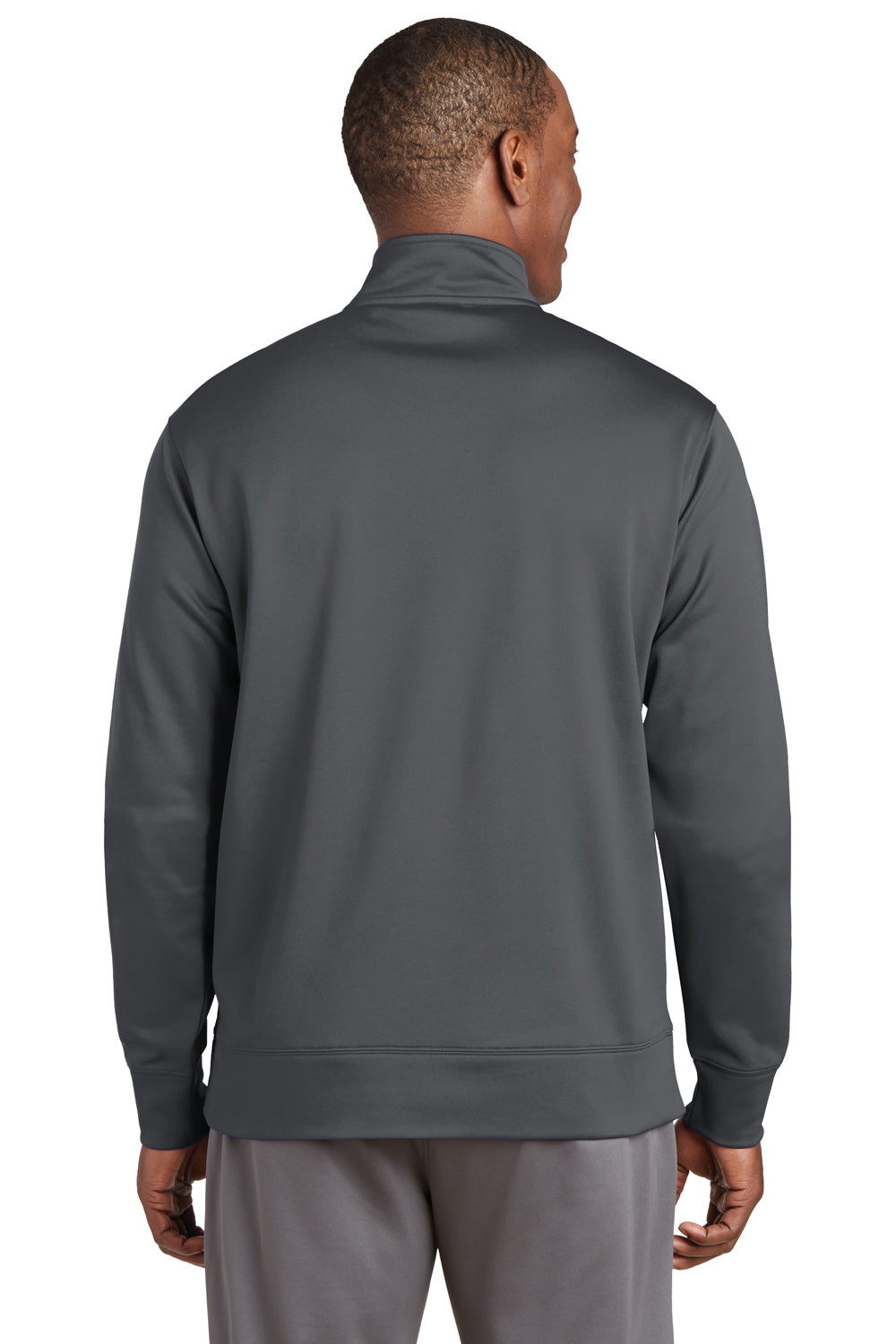 Sport-Tek ST241 Mens Sport-Wick Moisture Wicking Fleece Full Zip Sweatshirt Dark Grey Back