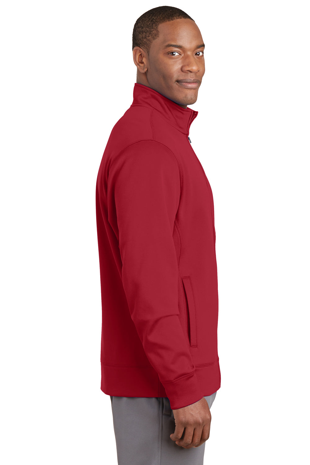 Sport-Tek ST241 Mens Sport-Wick Moisture Wicking Fleece Full Zip Sweatshirt Red Side
