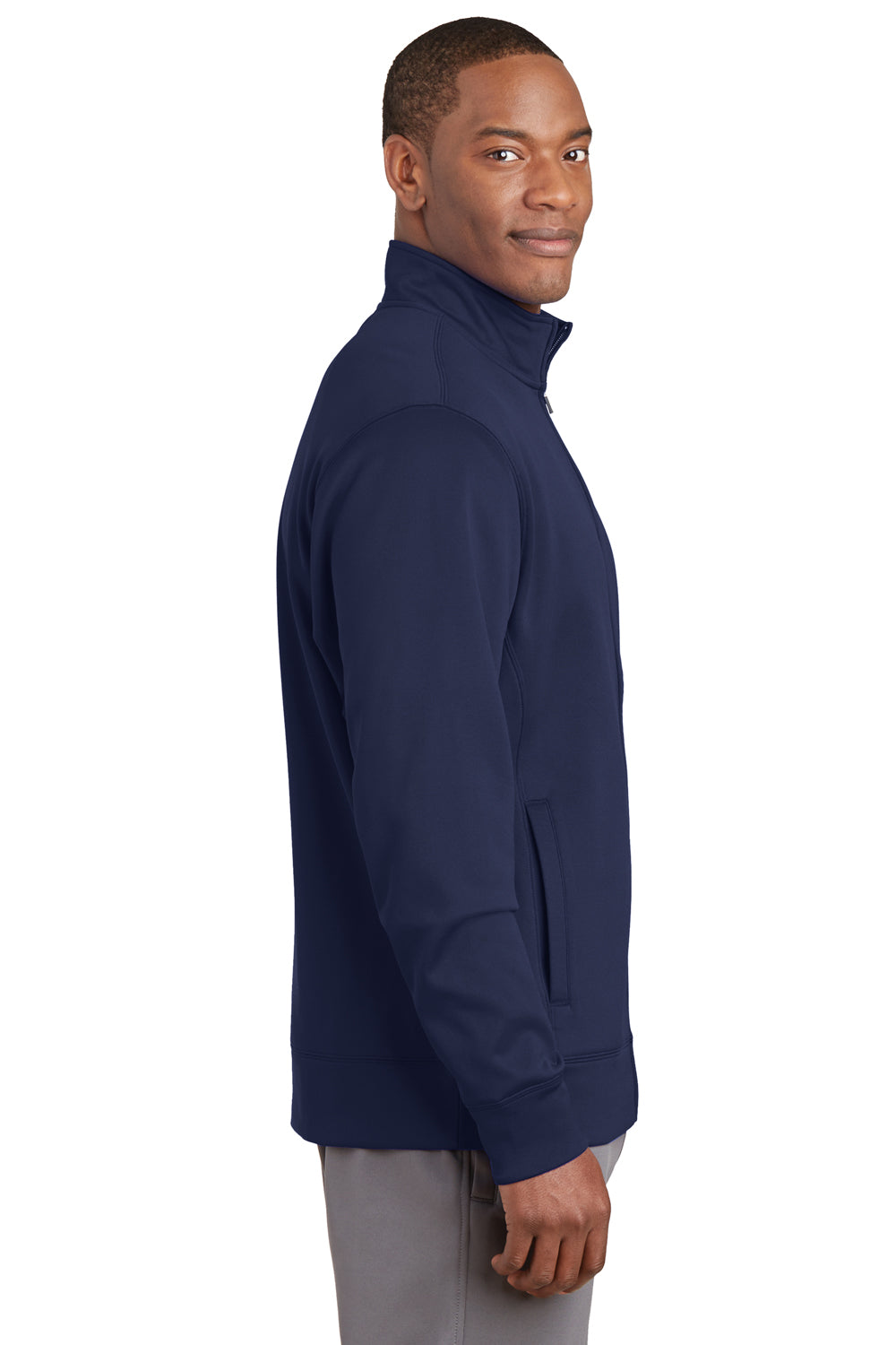Sport-Tek ST241 Mens Sport-Wick Moisture Wicking Fleece Full Zip Sweatshirt Navy Blue Side