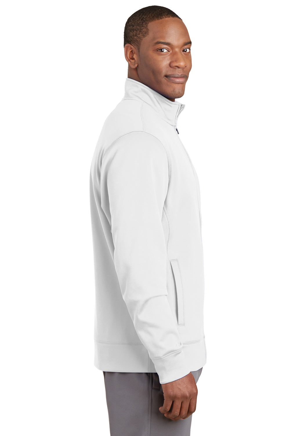 Sport-Tek ST241 Mens Sport-Wick Moisture Wicking Fleece Full Zip Sweatshirt White Side