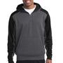 Sport-Tek Mens Tech Moisture Wicking Fleece 1/4 Zip Hooded Sweatshirt Hoodie - Heather Graphite Grey/Black