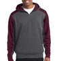 Sport-Tek Mens Tech Moisture Wicking Fleece 1/4 Zip Hooded Sweatshirt Hoodie - Heather Graphite Grey/Maroon