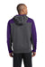 Sport-Tek ST249 Mens Tech Moisture Wicking Fleece 1/4 Zip Hooded Sweatshirt Hoodie Heather Graphite Grey/Purple Back