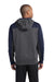 Sport-Tek ST249 Mens Tech Moisture Wicking Fleece 1/4 Zip Hooded Sweatshirt Hoodie Heather Graphite Grey/Navy Blue Back