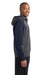 Sport-Tek ST249 Mens Tech Moisture Wicking Fleece 1/4 Zip Hooded Sweatshirt Hoodie Heather Graphite Grey/Navy Blue Side