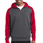 Sport-Tek Mens Tech Moisture Wicking Fleece 1/4 Zip Hooded Sweatshirt Hoodie - Heather Graphite Grey/True Red