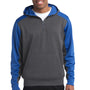 Sport-Tek Mens Tech Moisture Wicking Fleece 1/4 Zip Hooded Sweatshirt Hoodie - Heather Graphite Grey/True Royal Blue