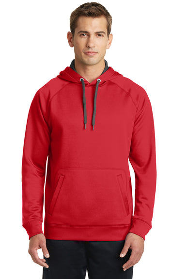 Sport-Tek ST250 Mens Tech Moisture Wicking Fleece Hooded Sweatshirt Hoodie Red Front