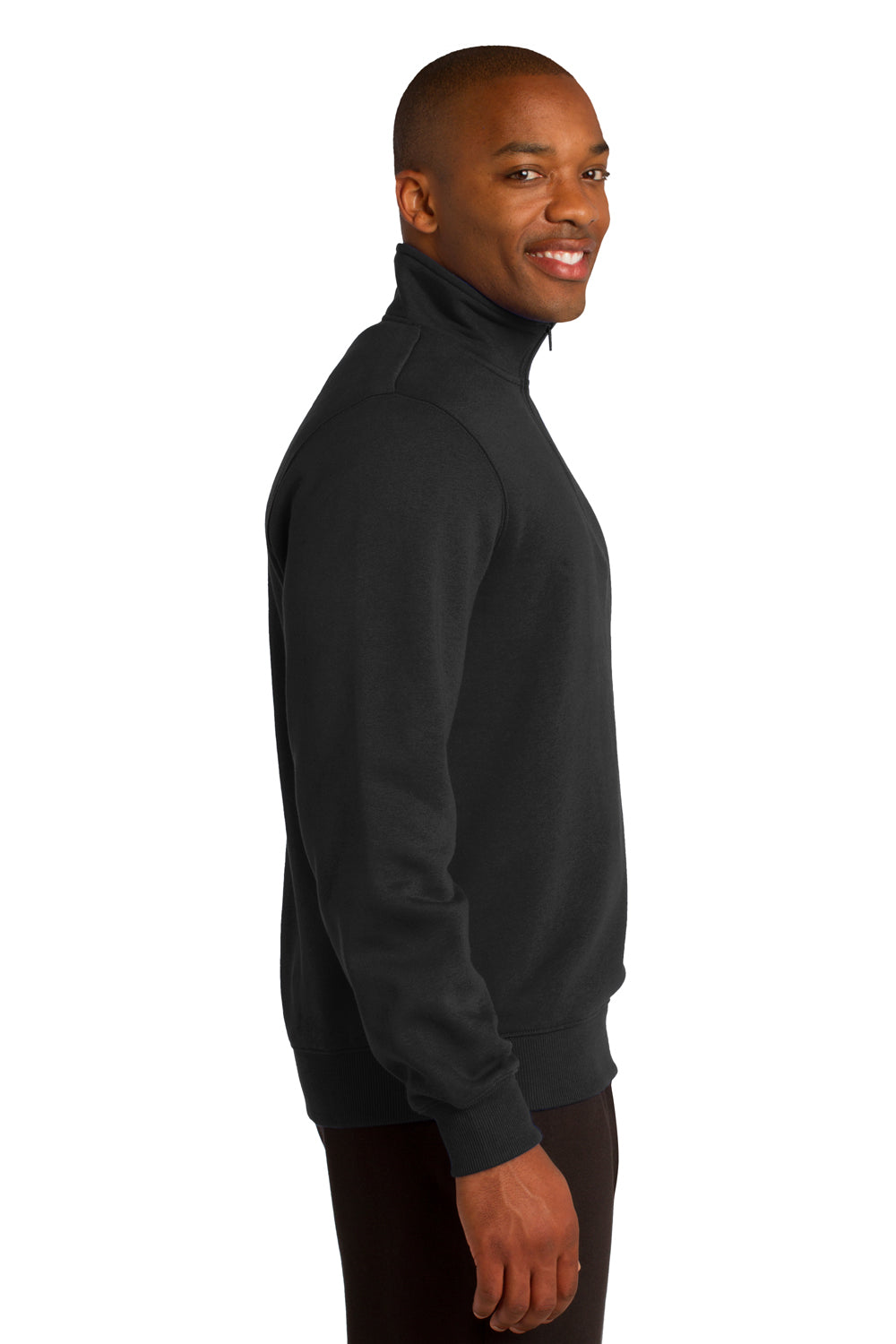 Sport-Tek ST253 Mens Fleece 1/4 Zip Sweatshirt Black Side