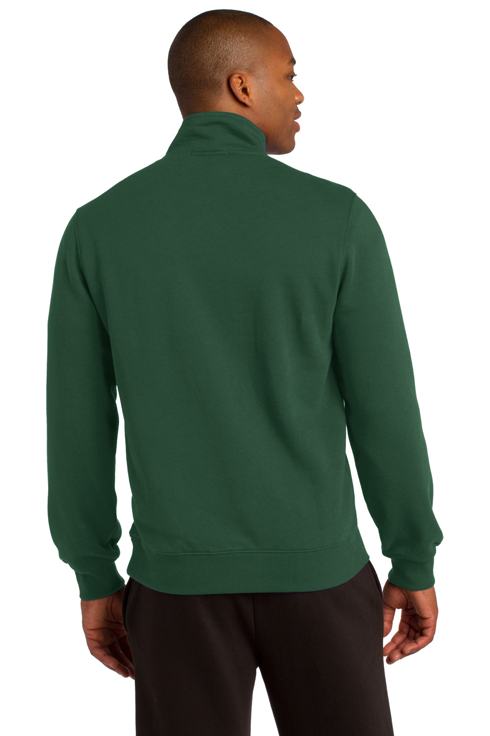 Sport-Tek ST253 Mens Fleece 1/4 Zip Sweatshirt Forest Green Back