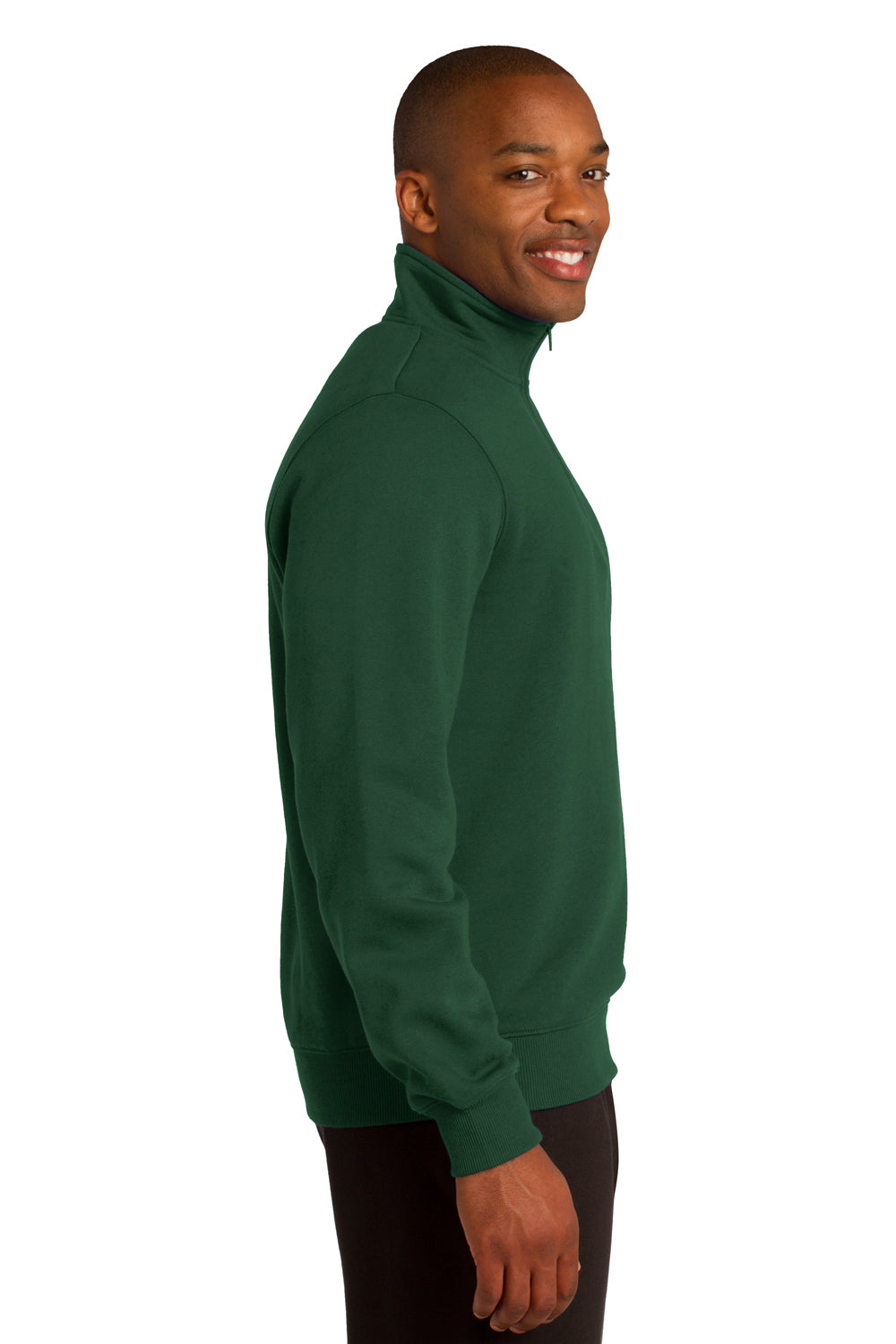 Sport-Tek ST253 Mens Fleece 1/4 Zip Sweatshirt Forest Green Side