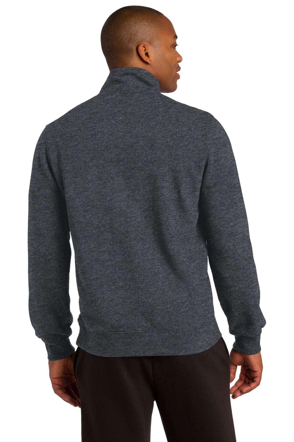 Sport-Tek ST253 Mens Fleece 1/4 Zip Sweatshirt Heather Graphite Grey Back