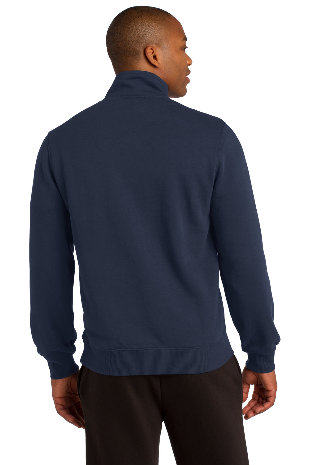 Sport-Tek ST253 Mens Fleece 1/4 Zip Sweatshirt Navy Blue Back