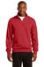 Sport-Tek ST253 Mens Fleece 1/4 Zip Sweatshirt Red Front