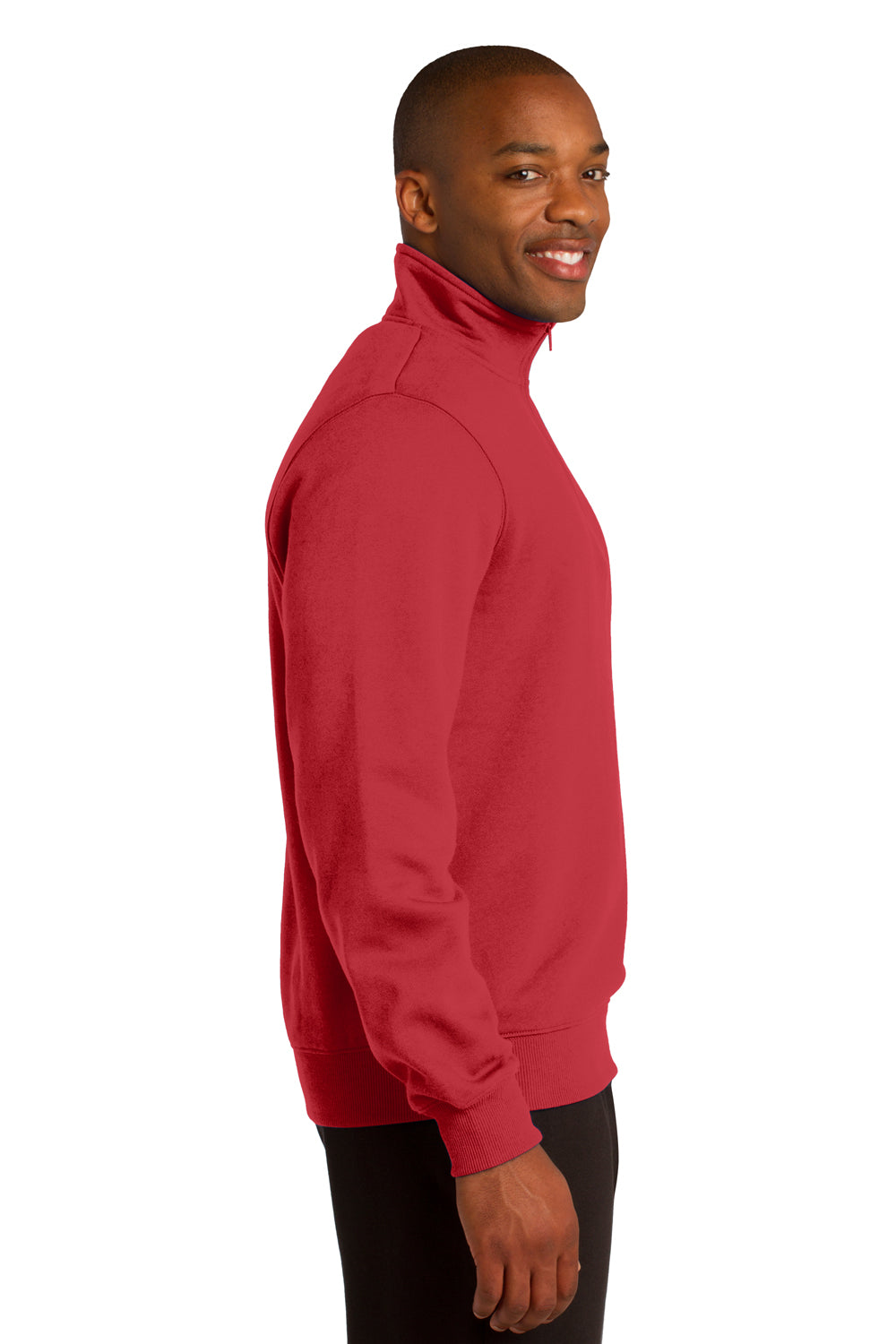 Sport-Tek ST253 Mens Fleece 1/4 Zip Sweatshirt Red Side