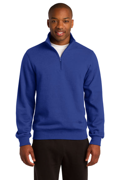 Sport-Tek ST253 Mens Fleece 1/4 Zip Sweatshirt Royal Blue Front
